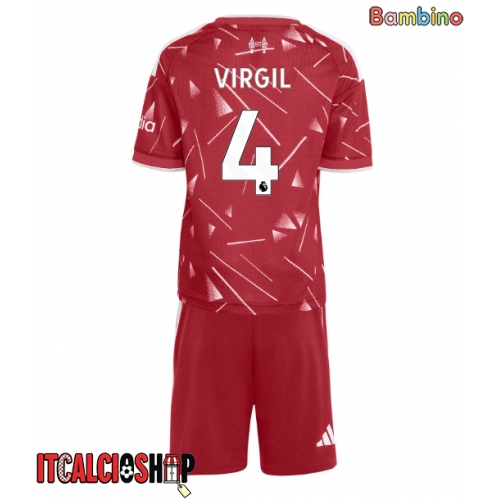 Liverpool Virgil van Dijk #4 Prima Maglia Bambino 2026-27 Manica Corta (+ Pantaloni corti)